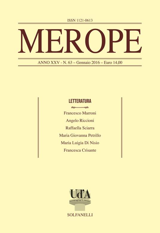 Merope. Vol. 63: Letteratura - copertina