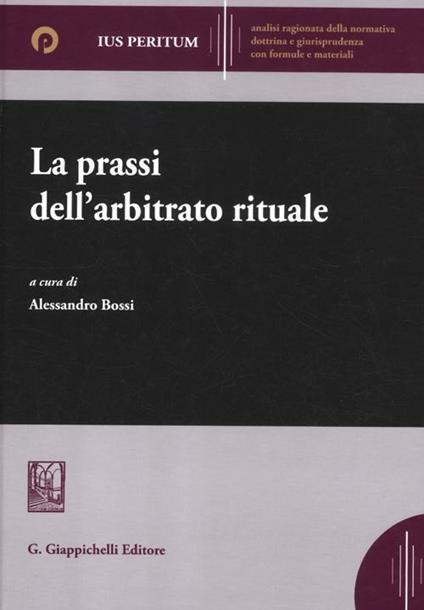 La prassi dell'arbitrato rituale - copertina