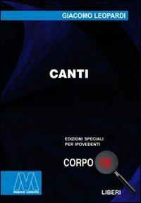 Canti. Ediz. per ipovedenti - Giacomo Leopardi - copertina