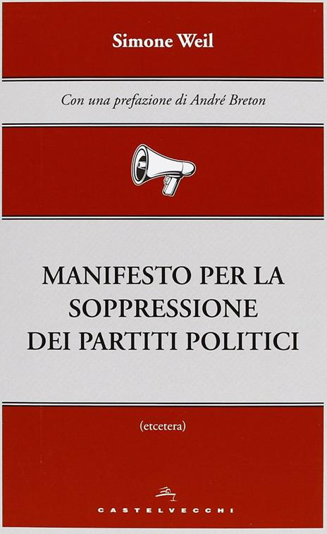Manifesto per la soppressione dei partiti politici - Simone Weil - copertina