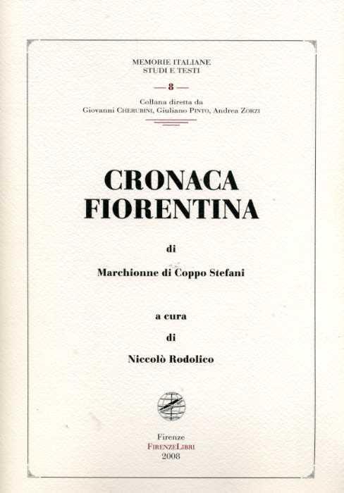 Cronaca fiorentina - Marchionne di Coppo Stefani - copertina