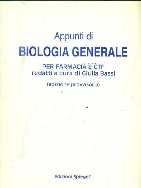 Appunti di biologia generale - Giulia Bassi - copertina