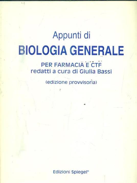 Appunti di biologia generale - Giulia Bassi - copertina