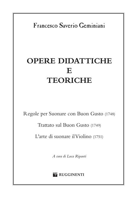Opere didattiche e teoriche - Francesco Geminiani - 2