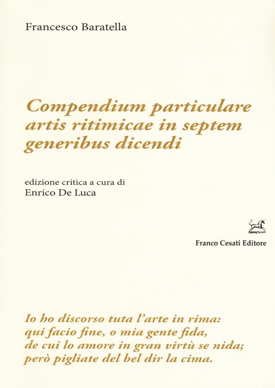 Compendium particulare artis ritmicae in septem generibus dicendi - Francesco Baratella - copertina