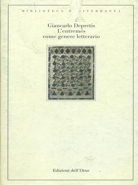 L' entremés come genere letterario - Giancarlo Depretis - copertina