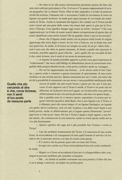 «Che c'è di nuovo?». Uno sguardo alla scena artistica emergente in Ticino. Ediz. multilingue - copertina