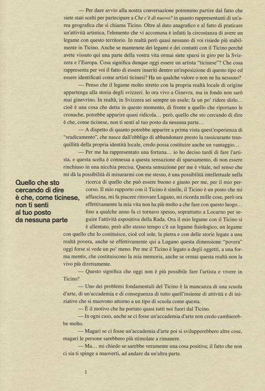 «Che c'è di nuovo?». Uno sguardo alla scena artistica emergente in Ticino. Ediz. multilingue - copertina