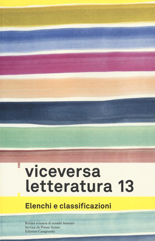 Viceversa. Letteratura. Vol. 13: Elenchi e classificazioni. - copertina