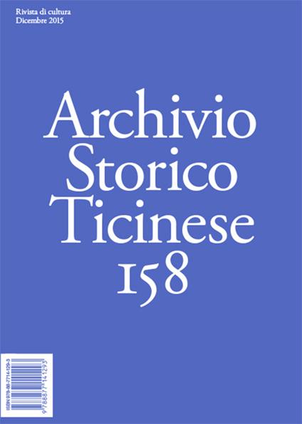 Archivio storico ticinese. Vol. 158 - copertina