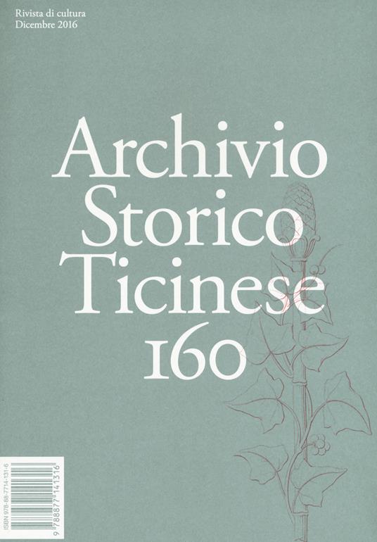 Archivio storico ticinese. Vol. 160 - copertina