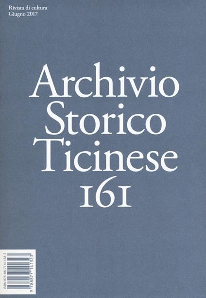Archivio storico ticinese. Vol. 161 - copertina