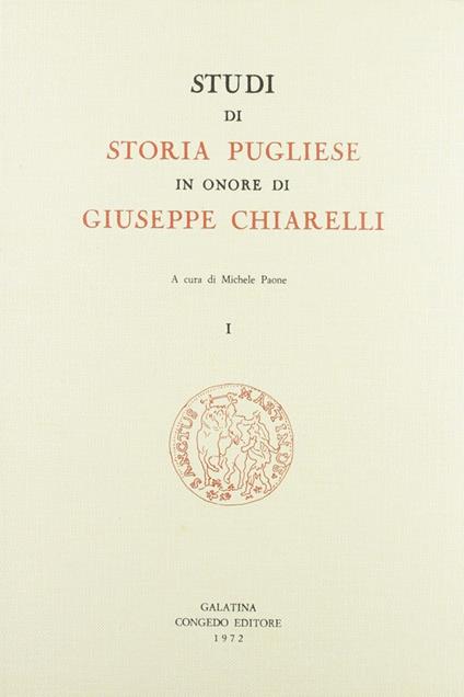 Studi di storia pugliese in onore di Giuseppe Chiarelli - copertina