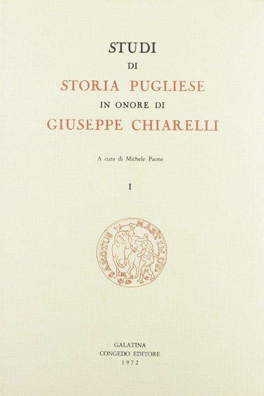 Studi di storia pugliese in onore di Giuseppe Chiarelli - copertina