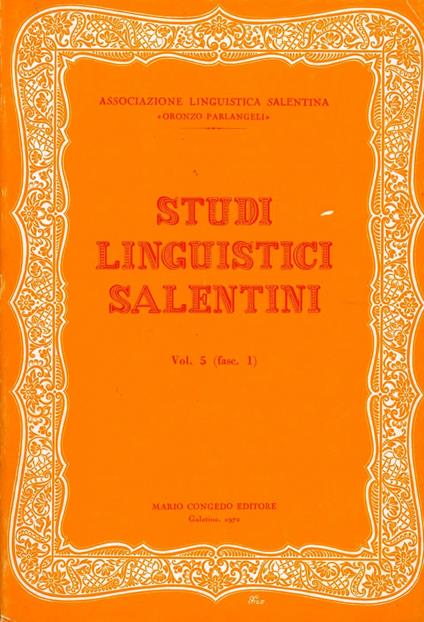 Studi linguistici salentini. Vol. 5 - copertina