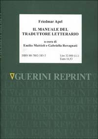 Manuale del traduttore letterario - Friedmar Apel - copertina