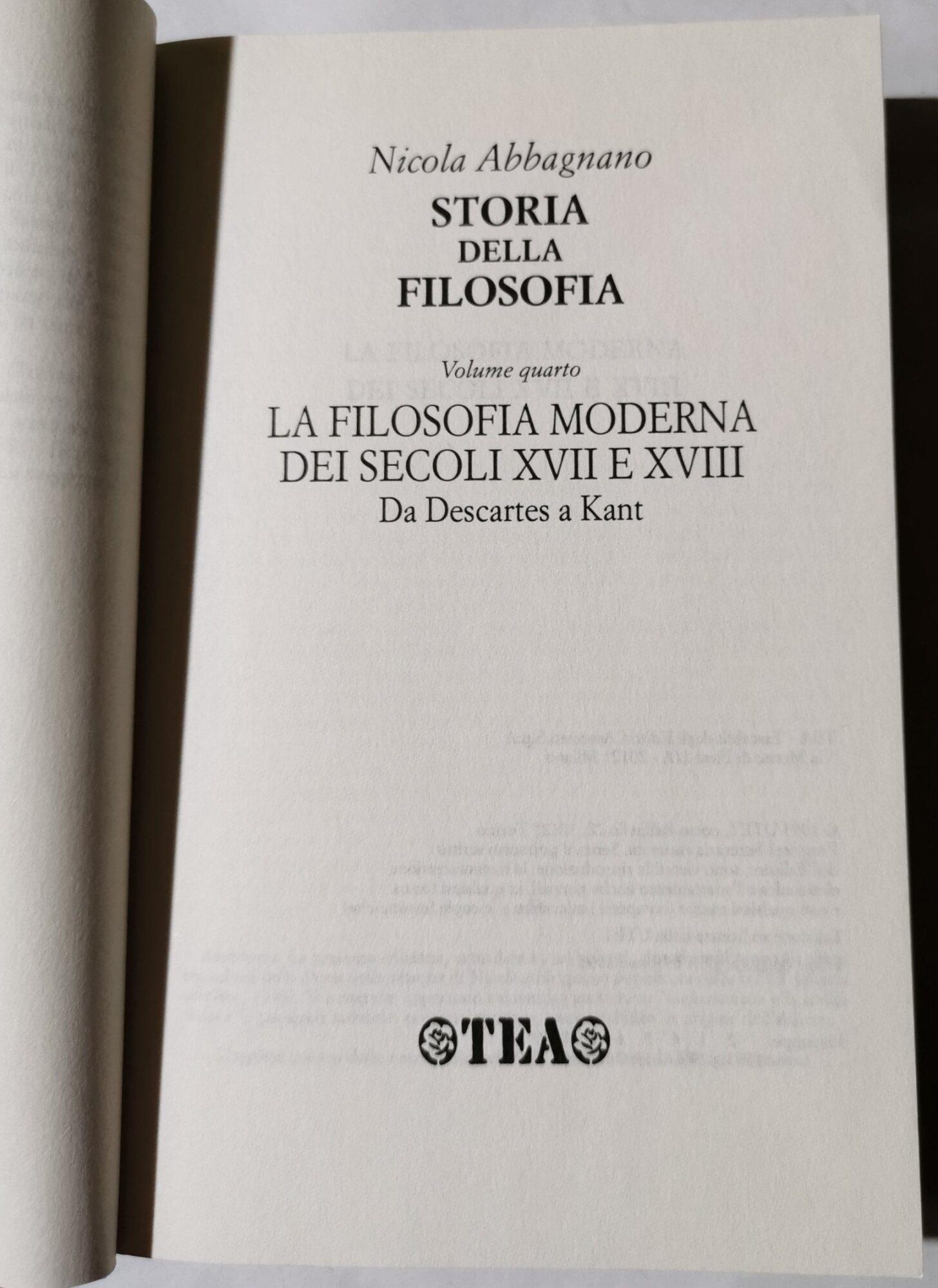 La filosofia moderna dei secoli XVII e XVIII. Da Cartesio a Kant