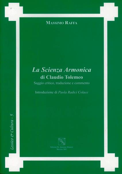 La scienza armonica di Claudio Tolomeo - Massimo Raffa - copertina