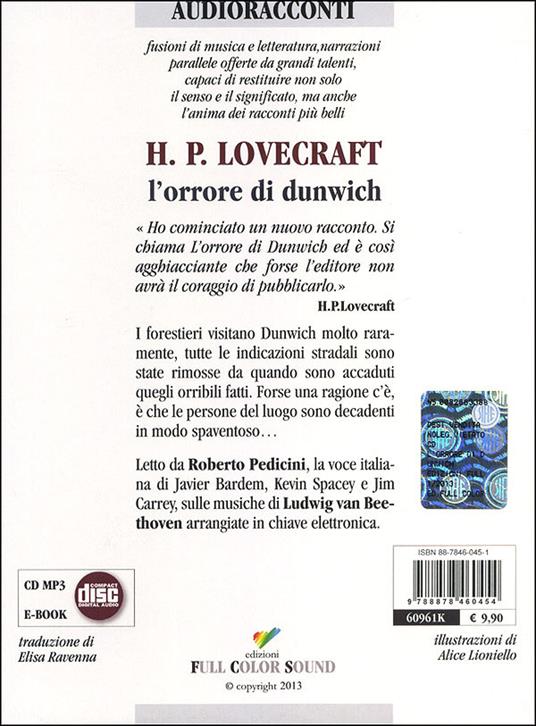 L'orrore di Dunwich letto da Roberto Pedicini. Audiolibro. CD Audio - Howard P. Lovecraft - 2