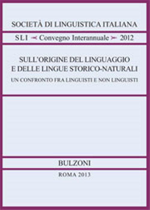 Sull'origine del linguaggio e delle lingue storico-naturali - copertina