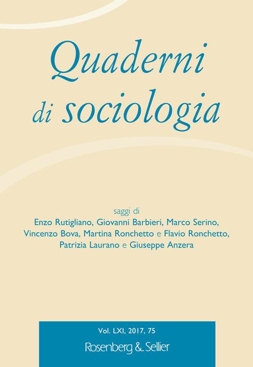 Quaderni di sociologia (2017). Vol. 75 - copertina