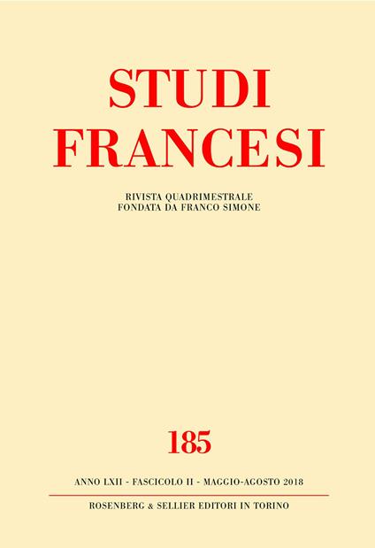 Studi francesi (2018). Vol. 185: Octave Mirbeau: une conscience au tournant du siècle - copertina