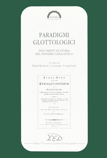Paradigmi glottologici. Documenti di storia del pensiero linguistico - copertina