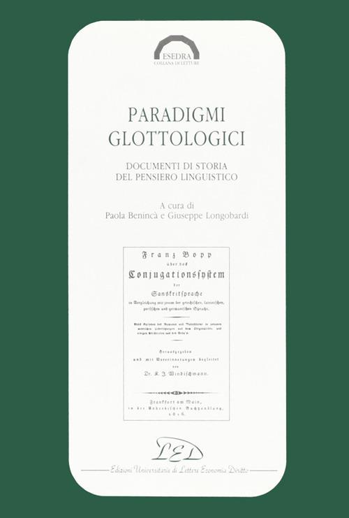 Paradigmi glottologici. Documenti di storia del pensiero linguistico - copertina