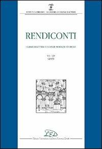 Rendiconti. Classe di lettere e scienze morali e storiche (2005). Vol. 139 - copertina