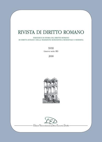 Rivista di diritto romano. Nuova serie (2018). Vol. 18 - copertina