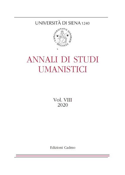 Annali di studi umanistici (2020). Vol. 8 - copertina