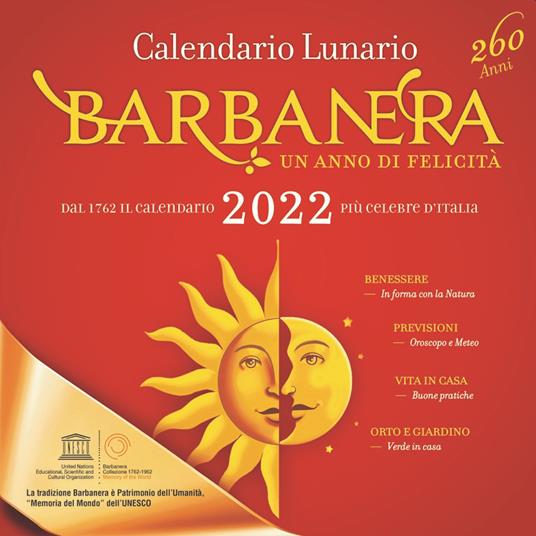 Calendario lunario Barbanera 2022 - copertina