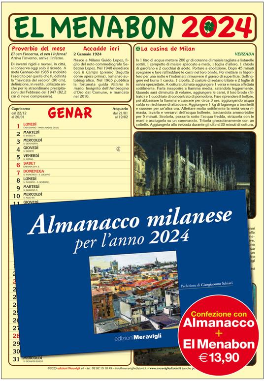 El Menabon. Calendario 2024 - copertina