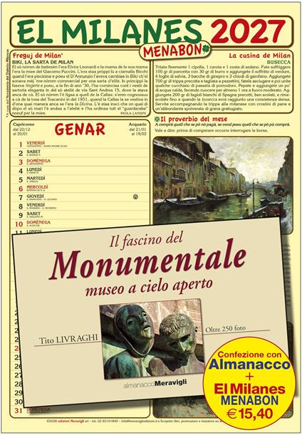 El Milanes Menabon 2027. Con Almanacco milanese 2027 - copertina