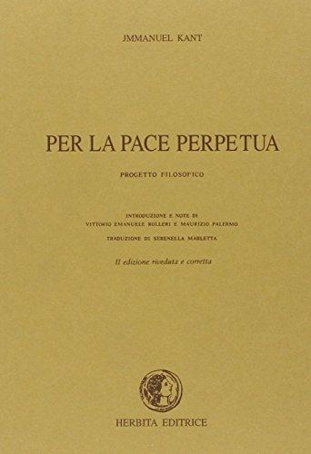 Per la pace perpetua. Progetto filosofico - Immanuel Kant - copertina