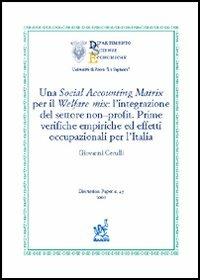 Una social accounting matrix per il welfare mix: l'integrazione del settore no-profit. Prime verifiche empiriche ed effetti occupazionali per l'Italia - Giovanni Cerulli - copertina