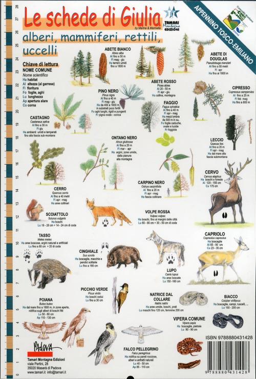 Le schede di Giulia. Appennino Tosco-Emiliano. Alberi, mammiferi, rettili, uccelli - copertina