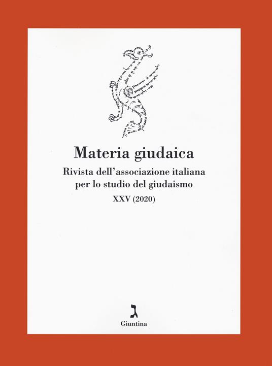 Materia giudaica. Rivista dell'Associazione italiana per lo studio del giudaismo (2020). Vol. 25 - copertina