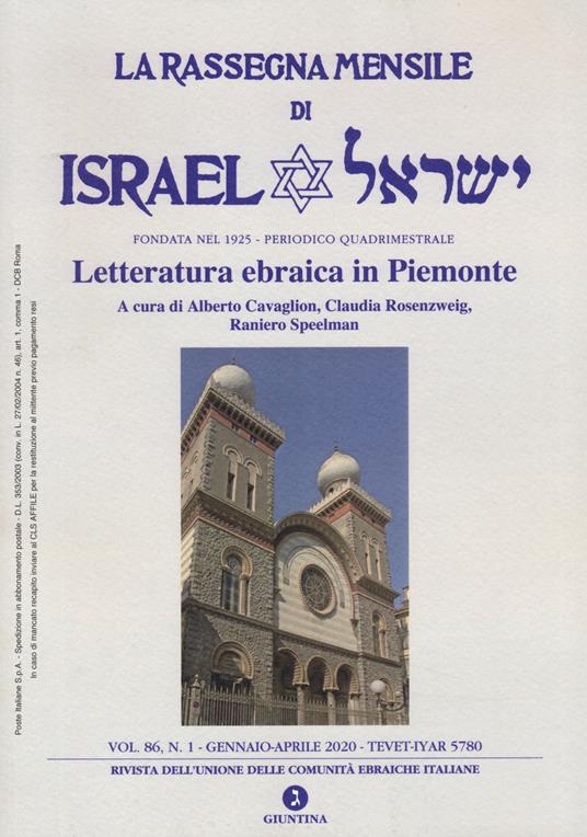 La rassegna mensile di Israel. Vol. 86/1 - copertina