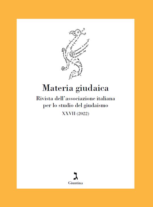 Materia giudaica. Rivista dell'Associazione italiana per lo studio del giudaismo (2022). Vol. 27/1 - copertina