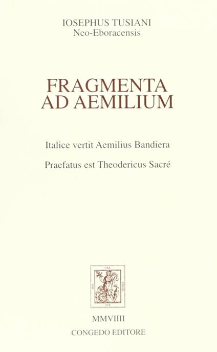 Fragmenta ed Aemilium - Joseph Tusiani - copertina