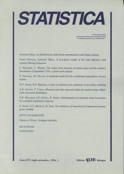 Statistica (1994). Vol. 3 - copertina