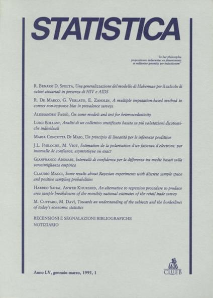 Statistica (1995). Vol. 1 - copertina