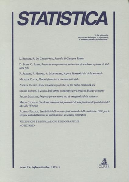 Statistica (1995). Vol. 3 - copertina
