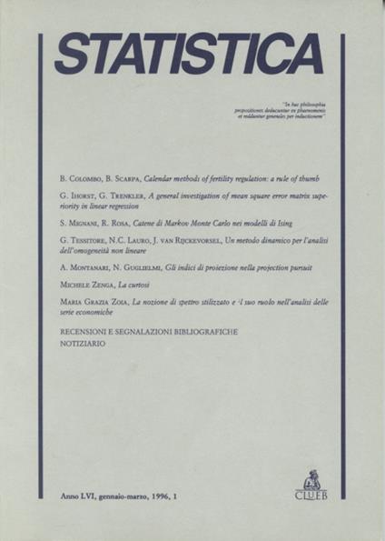 Statistica (1996). Vol. 1 - copertina