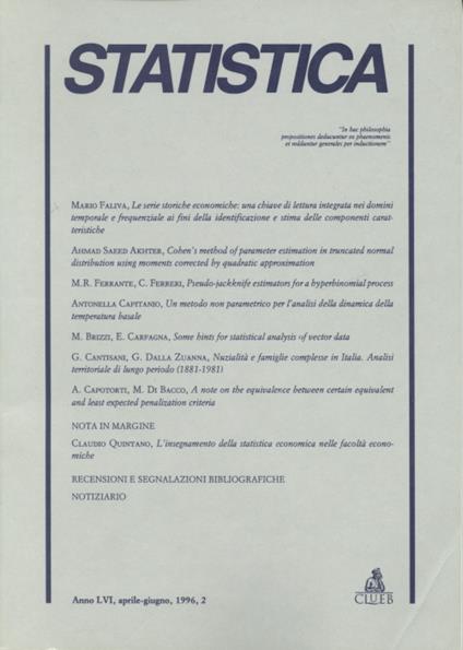 Statistica (1996). Vol. 2 - copertina