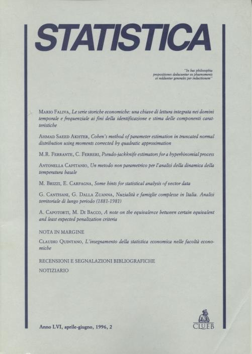 Statistica (1996). Vol. 2 - copertina