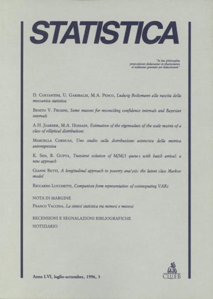 Statistica (1996). Vol. 3 - copertina