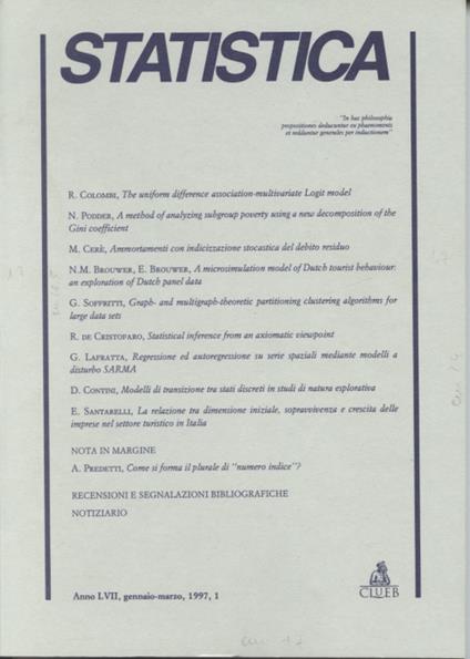 Statistica (1997). Vol. 1 - copertina