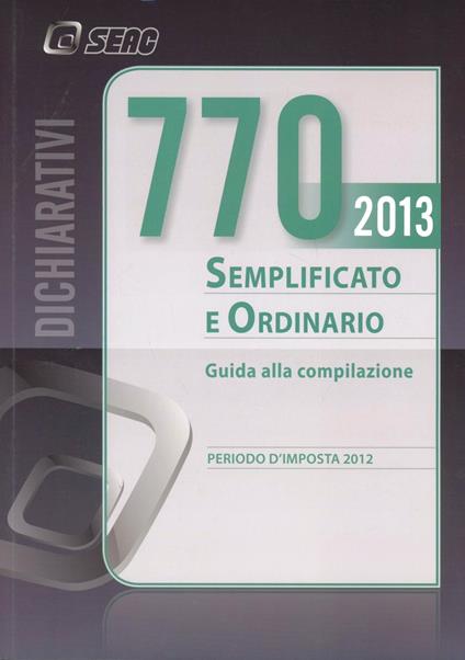 Il modello 770/2013 semplificato ed ordinario - copertina